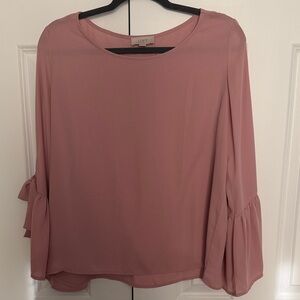 LOFT Dusty Rose Bell-Sleeve Blouse